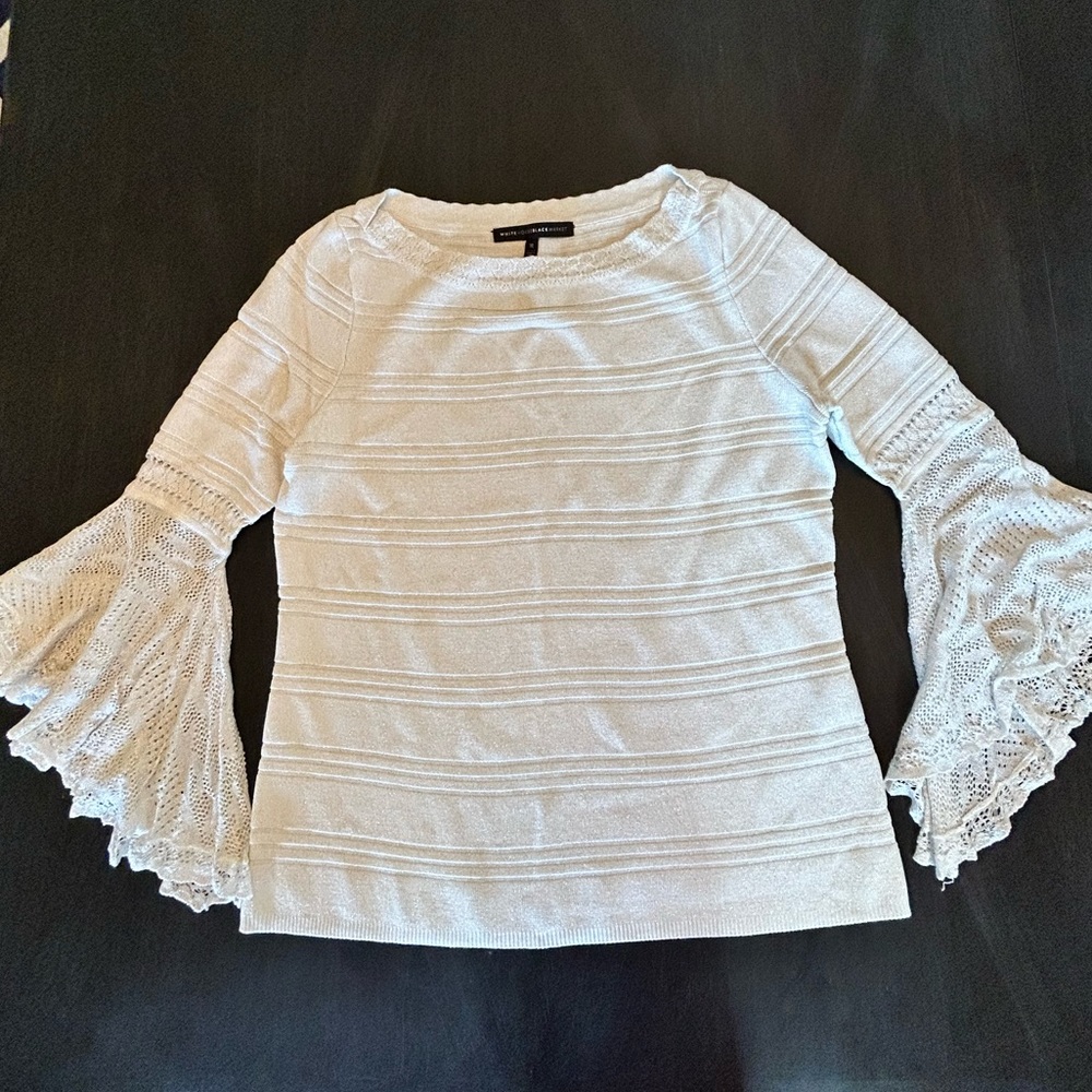 White House Black Market - White Shimmer Sweater Size Medium